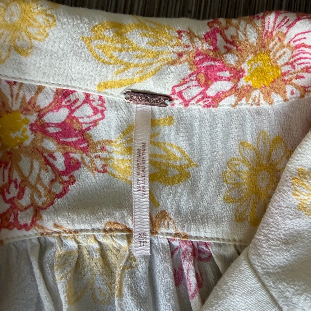 Free People off White mini Floral Print Dress - Picture 7 of 7